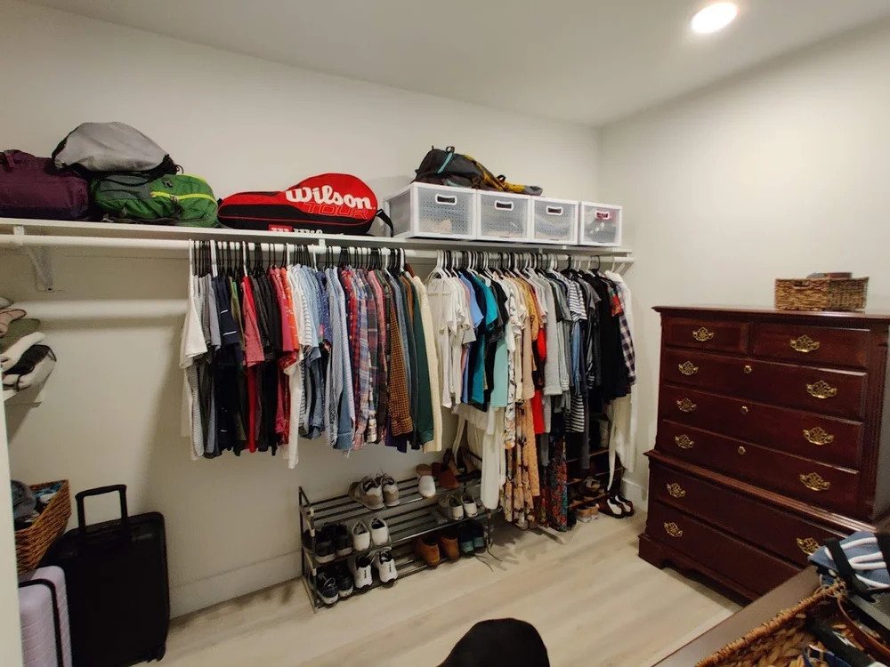 Closet before organization - basic shelf and rod