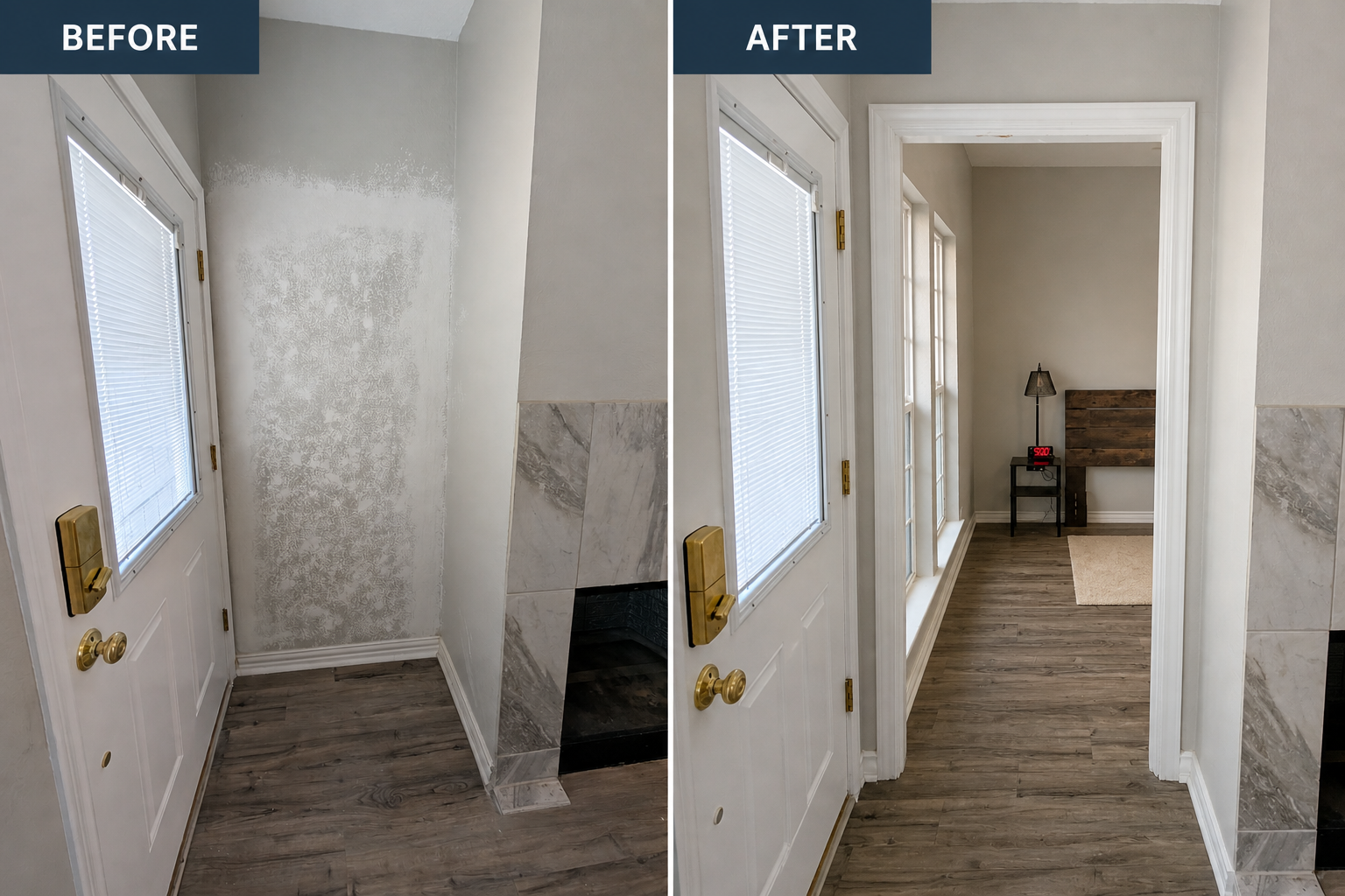 Door removal and wall rebuild project completed by DTX Handyman