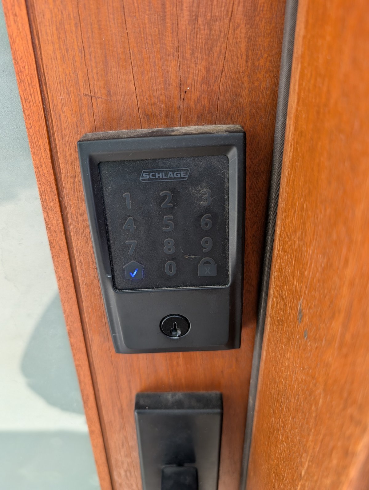 Smart lock installed on front door in DFW home